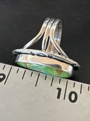 Navajo Green Sonoran Turquoise Ring | Sterling Silver | Sz 9.5 | Authentic Native American Handmade | 16395