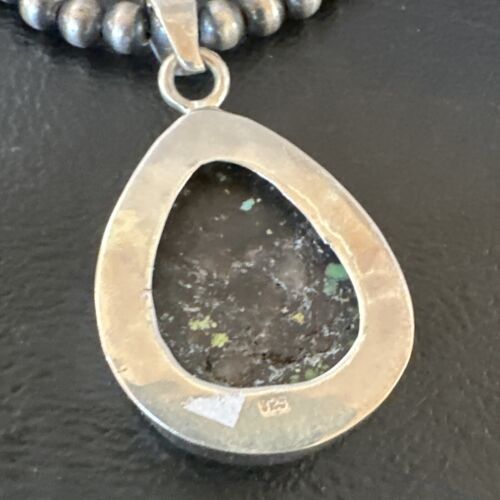 Men's Navajo Blue Spiderweb Turquoise Pendant Necklace | Sterling Silver | Authentic Native American Handmade | 16224