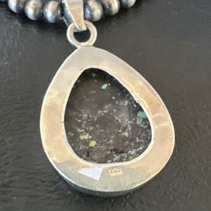 Men's Navajo Blue Spiderweb Turquoise Pendant Necklace | Sterling Silver | Authentic Native American Handmade | 16224