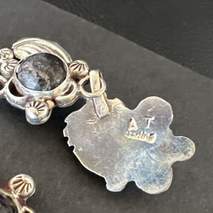 Navajo Purple Sugilite Dangle Earrings | Sterling Silver | 2" | Authentic Native American Handmade | 15691