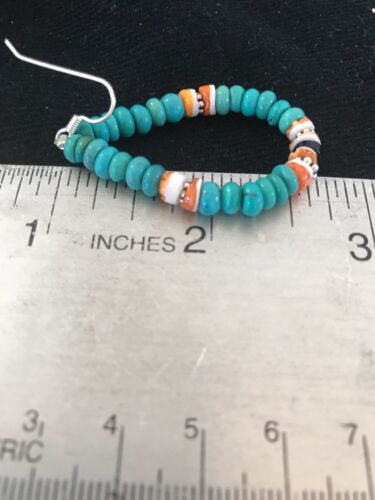 Navajo Sterling Silver Turquoise Spiny Oyster Earrings | Southwestern | 3796