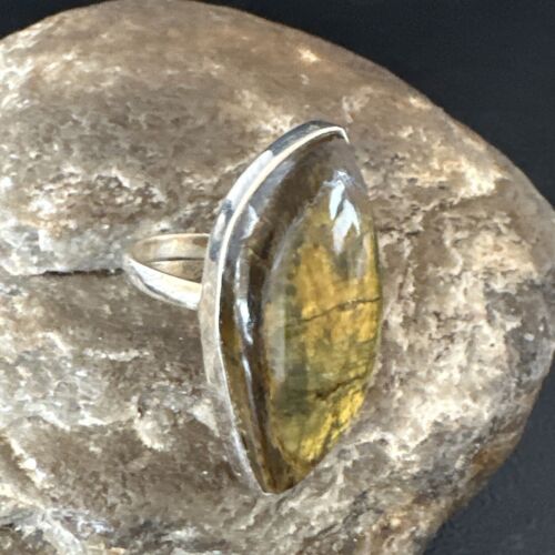 Navajo Sterling Silver Adjustable Coffee Tiger's Eye Ring | Sz 10 | 16056