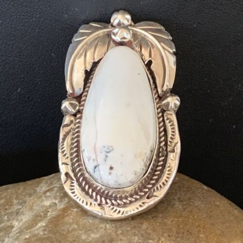 Southwestern Navajo White Buffalo Turquoise Ring | Sterling Silver | Sz 9 | 1964