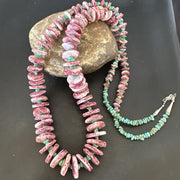 Authentic Navajo Purple Spiny Oyster & Blue Turquoise Necklace | Sterling Silver Navajo Pearls | 34" | 16791