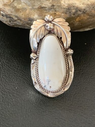 Southwestern Navajo White Buffalo Turquoise Ring | Sterling Silver | Sz 9 | 1964
