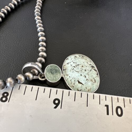 Navajo Women's Dry Creek Turquoise Topaz Pendant Necklace | Sterling Silver | 16310