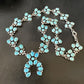 Rare Sleeping Beauty Kingman Turquoise Squash Blossom Necklace | Sterling Silver | 16269