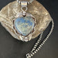 Men's Blue Heart Denim Lapis Pendant | Navajo Pearls Sterling Silver Necklace 21" | 15522