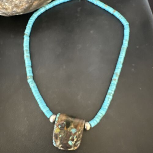 Navajo SpiderWeb Turquoise Heishi Pearls Necklace | Sterling Silver | 20" | Authentic Native American Handmade | 17093