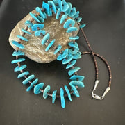 Navajo Kingman Turquoise Shell Heishi Bead Necklace | Sterling Silver | 28" | Authentic Native American Handmade | 17450