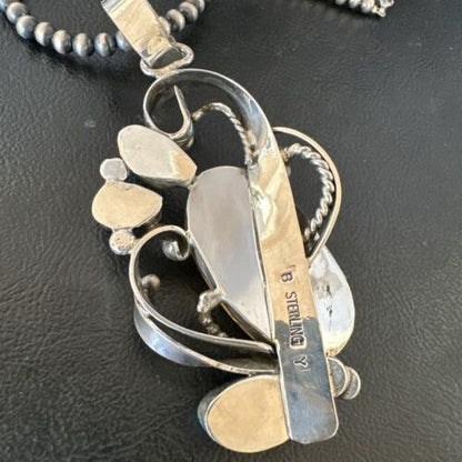 Bumblebee Jasper Turquoise Multi-Stone Pendant | Sterling Silver Necklace | Authentic Native American Handmade | 15947 - Masha USA