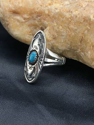 Navajo Kingman Turquoise Ring | Sterling Silver Shadow Box | Sz 6 | Authentic Native American Handmade | 16866