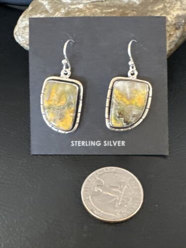 Navajo Bumblebee Jasper Earrings | Sterling Silver | Authentic Native American Handmade | 15825
