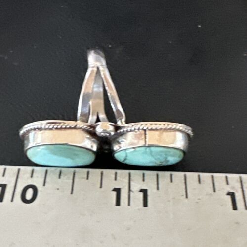 Navajo Blue Dry Creek Turquoise 2 Stone Ring | Authentic Native American Sterling Silver | Multi-Stone | Sz 10 | 16739 - Masha USA