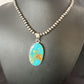 Blue Kingman Turquoise Pendant | Navajo Pearls | Sterling Silver Necklace 20" | 16688