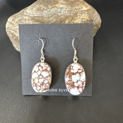 Navajo Wild Horse Turquoise Dangle Earrings | Sterling Silver | Authentic Native American Handmade | 15746