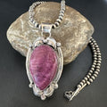 Navajo Purple Spiny Oyster Pendant Necklace | Sterling Silver | Authentic Native American Handmade | 15621