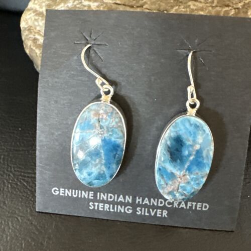 Blue Denim Lapis Dangle Earrings | Sterling Silver | 1" | 15790