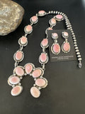Navajo Pink Conch Squash Blossom Necklace with Naja Pendant | Authentic Native American Handmade | 15897