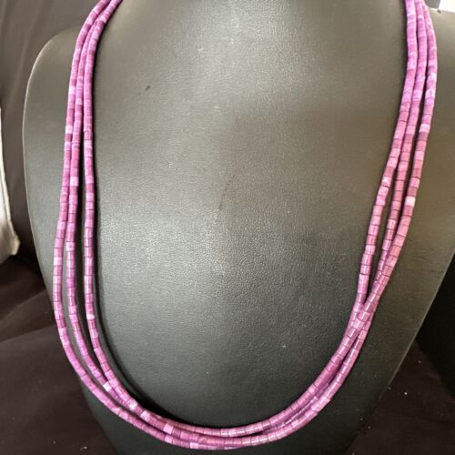 Sugilite Heishi Bead Necklace | 3 Strand | Stabilized Sterling Silver | Authentic Native American Handmade | 15999