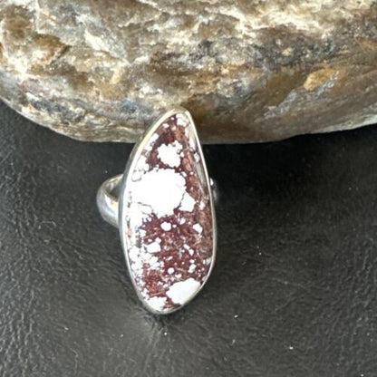 Women's Wild Horse Turquoise Ring | Navajo Sterling Silver | Sz 7 Adjustable | Authentic Native American Handmade | 15550