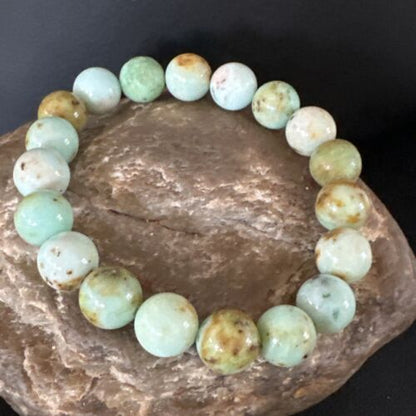 Women's Green Turquoise Stretch Bracelet | 10mm Stone | 7" | 15242