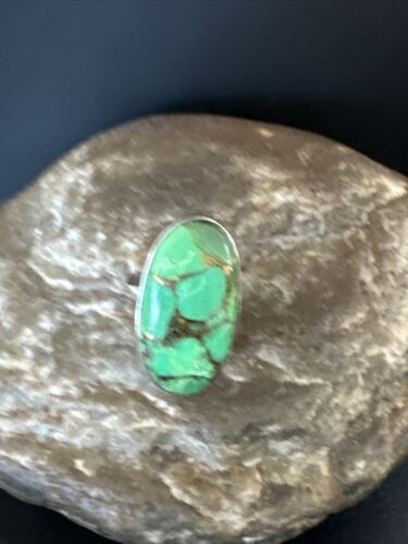 Southwestern Navajo Green Mojave Turquoise Ring | Sterling Silver | Sz 6 | 15598