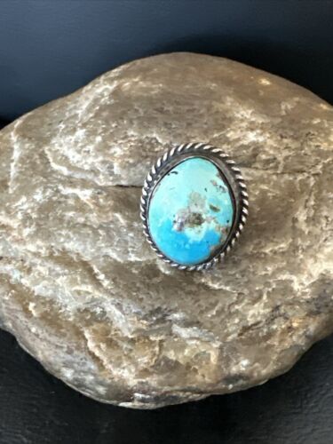 Navajo Blue Kingman Turquoise Ring | Sterling Silver | Sz 5.5 | Authentic Native American Handmade | 16893