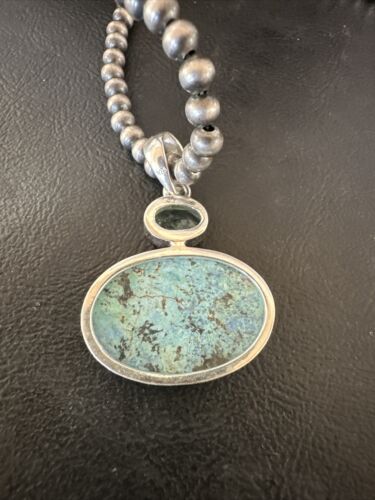Women's Dry Creek Turquoise Topaz Pendant Necklace | Navajo Sterling Silver | Authentic Native American Handmade | 16440