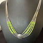 Navajo Green Gaspeite Heishi Concha Necklace | 5 Strand Liquid Sterling Silver | 20" | 15872