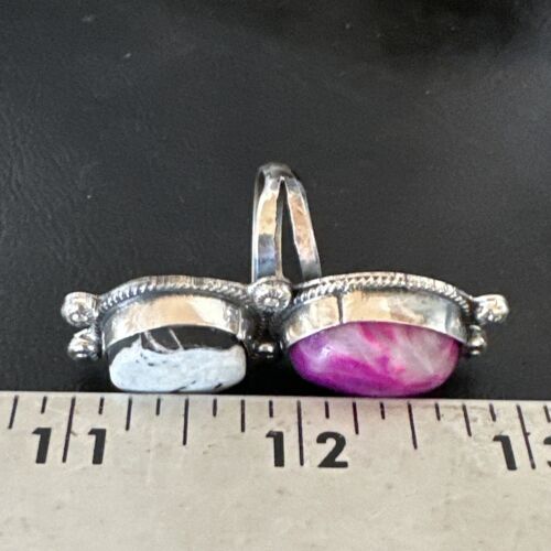 Navajo White Buffalo Turquoise Sugilite Ring | Authentic Native American Sterling Silver | Multi-Stone | Sz 7 | 16719 - Masha USA