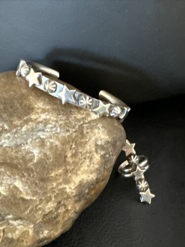 Fourth of July Navajo Stars Cuff Bracelet and Ring Set | Sterling Silver | Authentic Native American Handmade | 15339