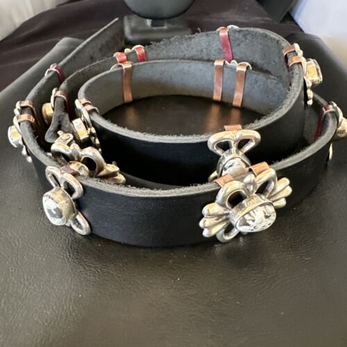 Men's White Buffalo Turquoise Concho Belt | Sterling Silver Navajo Tufa | Authentic Native American Handmade | 16684