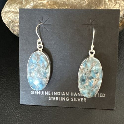 Blue Denim Lapis Dangle Earrings | Sterling Silver | 1" | 15794 - Masha USA