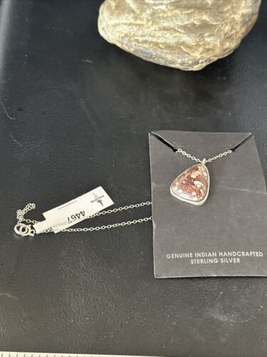 Navajo Wild Horse Turquoise Pendant Necklace | Sterling Silver | Authentic Native American Handmade | 4467
