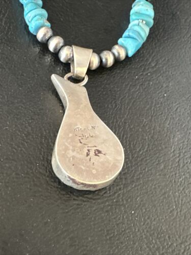 Navajo Kingman Turquoise Pendant Necklace | Sterling Silver | Native American Handmade | 14830