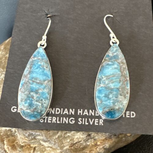 Blue Denim Lapis Dangle Earrings | Sterling Silver | 1" | 15799