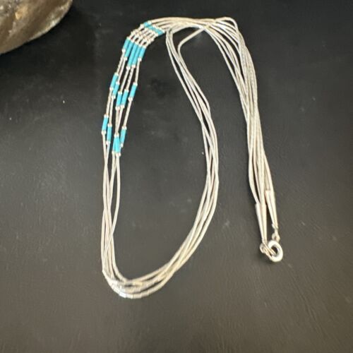 Turquoise 5-Strand Heishi Necklace | Sterling Silver | Authentic Native American Handmade | 15138