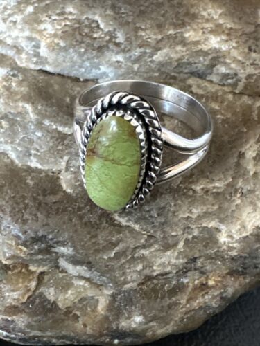 Navajo Green Gaspeite Ring | Sterling Silver | Sz 7.5 | Authentic Native American Handmade | 16400