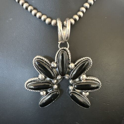 Men's Black Onyx Naja Pendant Necklace | Navajo Pearls | Sterling Silver | Authentic Native American Handmade | 17071