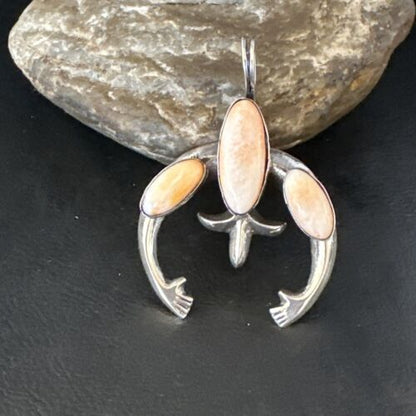 Navajo Pink Conch Necklace with Naja Pendant | Sterling Silver | Authentic Native American Handmade | 15149