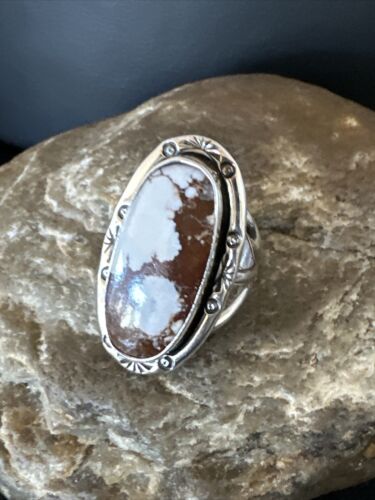 Women's Wild Horse Turquoise Ring | Navajo Sterling Silver | Sz 7 | Authentic Native American Handmade | 16390