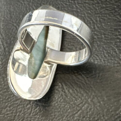 Navajo Blue Larimar Ring | Sterling Silver | Sz 7 | Authentic Native American Handmade | 17654