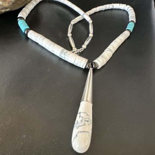 Santo Domingo White Turquoise Howlite Onyx Necklace | Sterling Silver | 23" | 15764