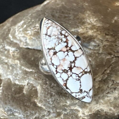 Navajo Wild Horse Turquoise Ring | Sterling Silver | Sz 6 Adjustable | Authentic Native American Handmade | 15552