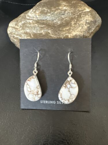 Navajo Wild Horse Turquoise Dangle Earrings | Sterling Silver | Authentic Native American Handmade | 15740
