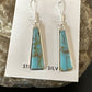 Navajo Blue Turquoise Inlay Earrings | Sterling Silver | 1" | Authentic Native American Handmade | 15699