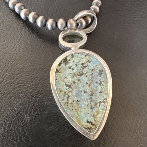 Navajo Women's Dry Creek Turquoise Topaz Pendant Necklace | Sterling Silver | 16308