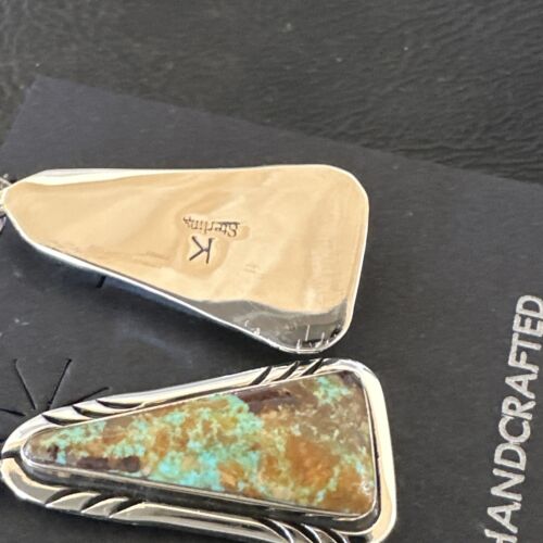 Navajo Blue Boulder Turquoise Dangle Earrings | Sterling Silver | Authentic Native American Handmade | 16500