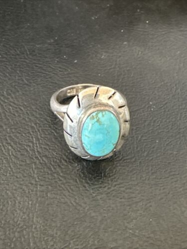 Navajo Blue Kingman Turquoise Ring | Sterling Silver | Sz 8 | Authentic Native American Handmade | 16894